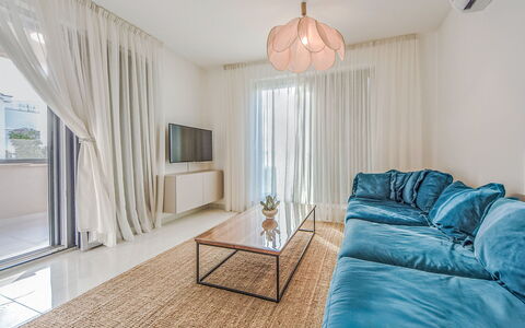 Azuro: Furniture, Interior Design, Flooring, Floor, Wood, Couch, Ceiling, Window Covering, Living Room, Home