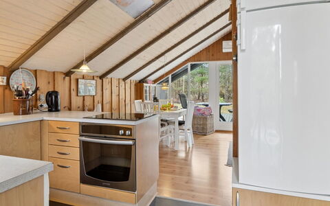 Elfrede - 900M from the Sea: Kitchen, Interior Design, Flooring, Wood, Furniture, Ceiling, Countertop, Floor, Kitchen Appliance, Light Fixture