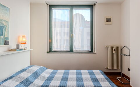 Casa Martinetta: Interior Design, Wall, Wood, Bedroom, Floor, Room, Bed, Furniture, Flooring, Apartment