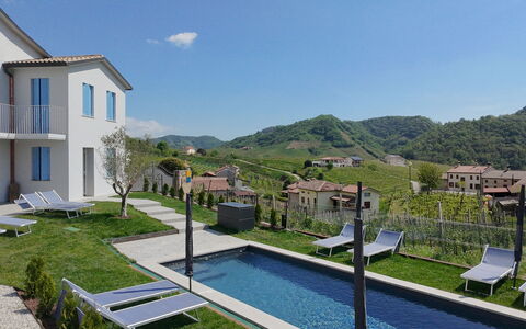 Villa Valdobbiadene Pool Spa: Home, Swimming Pool, Balcony, Estate, Villa, Landscaping, Outdoor Furniture, Eco Hotel, Mountain Village