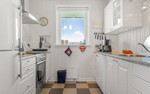 Answald - 250M from the Sea: Major Appliance, Kitchen Appliance, Kitchen, Flooring, Floor, Interior Design, Home Appliance, Countertop, Cabinetry, Room