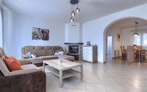 L&V: Furniture, Interior Design, Flooring, Couch, Floor, Ceiling, Room, Living Room, Table, Lighting