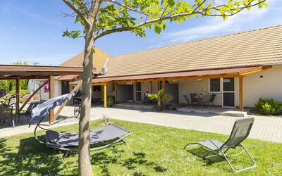 Balatonbereny 101: Building, House, Residential Area, Roof, Home, Facade, Architecture, Shrub, Shade