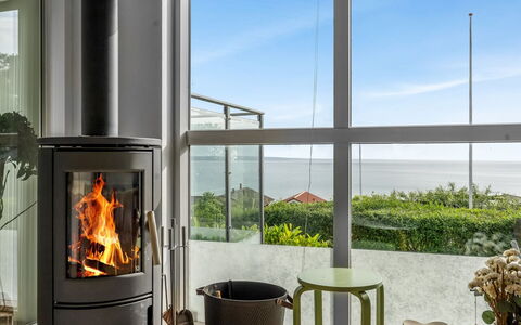 Tofan - 75M from the Sea: Wood-Burning Stove, Hearth, Chair, Houseplant, Living Room, Wood Flooring, Flowerpot, Fireplace