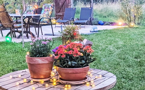 Helfrichs Ferienwohnung: Furniture, Green, Outdoor Furniture, Chair, Outdoor Table, Table, Garden, Lawn, Groundcover