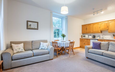 Old Dairy on Aigas Golf Course: Furniture, Interior Design, Home, Room, Couch, Apartment, Living Room, Ceiling, Chair
