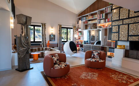 Villa Bocchi: Furniture, Interior Design, Flooring, Wood, Living Room, Floor, Lighting, Ceiling, Room, Home