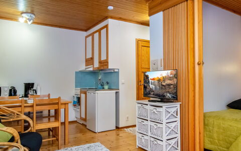 Kulta-Käkönen 2 by Bomba: Interior Design, Flooring, Floor, Furniture, Wood, Ceiling, Room, Wood Flooring, Lighting, Apartment
