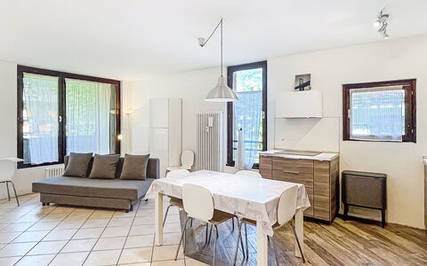 Pinzolo 205: Interior Design, Furniture, Flooring, Floor, Ceiling, Table, Lighting, Room, Apartment, Living Room