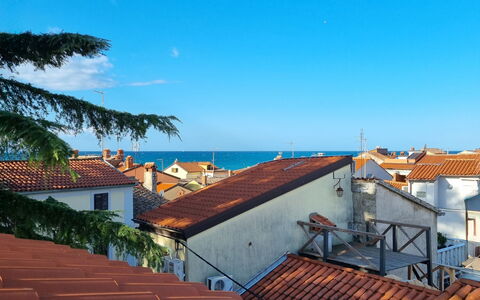 Mamma Mia: Blue, Roof, Horizon, Residential Area, House, Home, Sea, Ocean, Balcony, Suburb