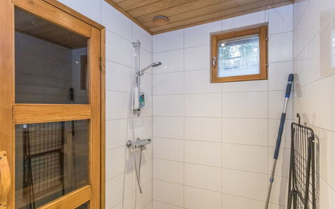 Levin Ainola: Flooring, Wood, Floor, Interior Design, Plumbing Fixture, Ceiling, Room, Plumbing, Wood Stain, Bathroom
