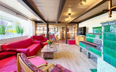 Schwarzwaldhof mit Pool & Sauna: Ceiling, Interior Design, Furniture, Flooring, Floor, Room, Couch, Living Room, Hall, Chair