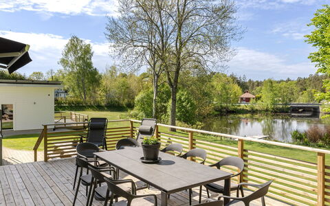 Villa Anja: Furniture, Table, Outdoor Furniture, Chair, Outdoor Table, Kitchen & Dining Room Table, Deck, Hardwood, Lake, Garden