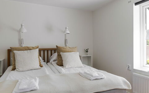 Villa Anja: Bed, Bedroom, Bedding, Interior Design, Bed Sheet, Furniture, Wood, Floor, Linens, Flooring