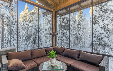 Villa Vesla: Furniture, Wood, Chair, Ceiling, Winter, Hardwood, Couch, Outdoor Furniture, Living Room, Shade