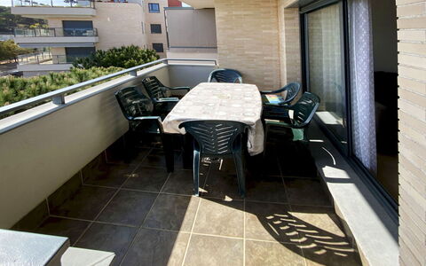 Odisea: Composite Material, Apartment, Balcony, Outdoor Furniture, Shade, Condominium, Chair, Outdoor Table, Courtyard, Houseplant