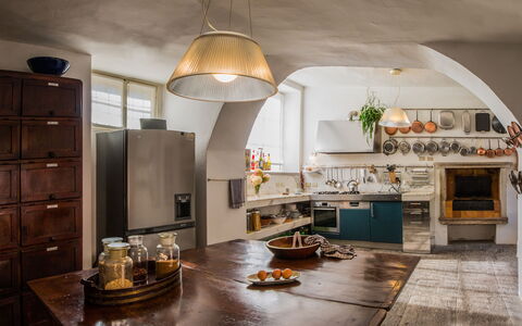 Romantica 16: Furniture, Interior Design, Kitchen, Flooring, Countertop, Lighting, Light Fixture, Ceiling, Room, Cabinetry