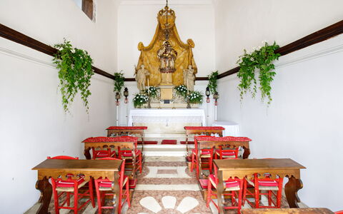 Galero: Room, Interior Design, Furniture, Chair, Building, Place Of Worship, Table, Chapel