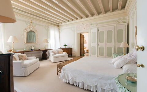 Galero: Furniture, Interior Design, Bed, Bedroom, Wall, Bedding, Wood, Ceiling, Floor, Flooring