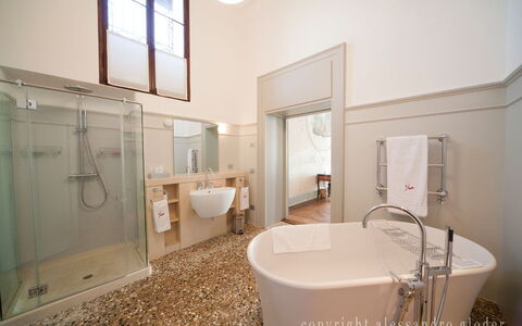 Jasmine Villa: Bathroom, Plumbing Fixture, Interior Design, Flooring, Bathtub, Floor, Tap, Plumbing, Ceiling, Lighting
