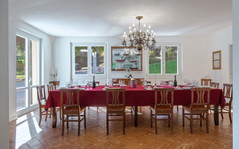 Angela Villa: Furniture, Interior Design, Flooring, Table, Ceiling, Wood, Chair, Room, Floor, Dining Room