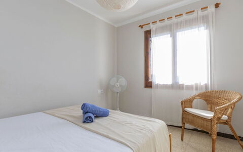 Villa Joan Salvat: Furniture, Interior Design, Bed, Bedroom, Floor, Flooring, Wood, Ceiling, Bedding, Bed Sheet