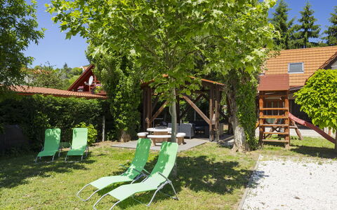 Petka: Furniture, Outdoor Furniture, Shade, Cottage, Garden, Backyard, Outdoor Table, Yard, Chair, Lawn