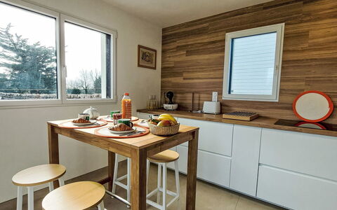 Magdanela: Furniture, Interior Design, Flooring, Kitchen, Countertop, Wood, Floor, Cabinetry, Table, Kitchen Appliance