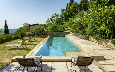 Villa Il Casalino, Florentine Hills with Pool: Swimming Pool, Composite Material, Garden, Estate, Landscaping, Water Feature, Backyard, Shade, Flagstone, Tile