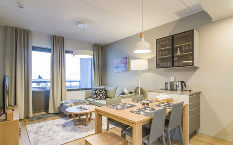 Ylläs Chalets 4203: Furniture, Chair, Outdoor Furniture, Table, Wood, Outdoor Table, Kitchen & Dining Room Table, Shade, Garden, Umbrella