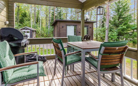 Kuikkaranta: Wood, Furniture, Porch, Chair, Table, Home, Outdoor Furniture, Cottage, Deck, Wood Stain