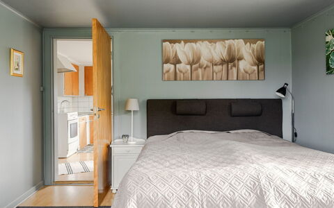 Hönetorpet: Furniture, Bed, Interior Design, Bedroom, Bedding, Bed Sheet, Wall, Floor, Flooring, Wood