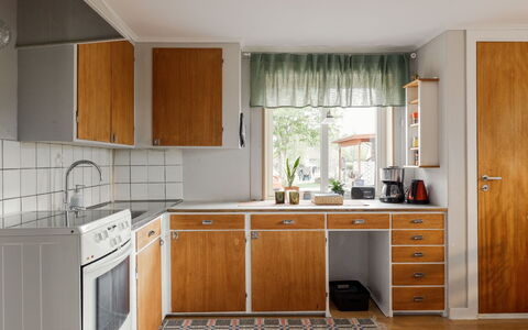 Hönetorpet: Kitchen, Kitchen Appliance, Countertop, Cabinetry, Major Appliance, Flooring, Wood, Kitchen Sink, Interior Design, Floor