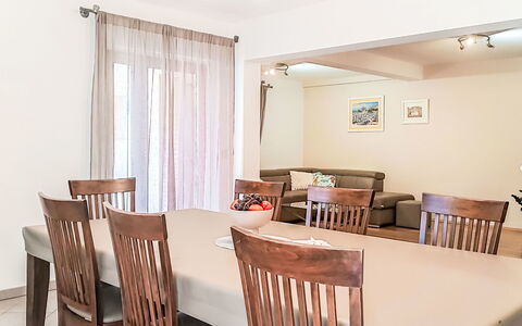 Villa Križanci: Furniture, Interior Design, Flooring, Floor, Table, Wood, Kitchen & Dining Room Table, Ceiling, Dining Room, Chair