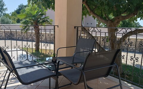 Villa Križanci: Furniture, Chair, Outdoor Furniture, Table, Iron, Metal, Outdoor Table, Balcony, Shade, Coffee Table
