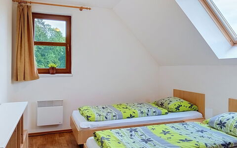 Green Valley Park Stárkov 21: Bedroom, Bed, Flooring, Floor, Interior Design, Bedding, Room, Bed Sheet, Bed Frame, Hardwood