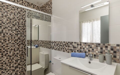 Las Calas: Bathroom, Plumbing Fixture, Flooring, Interior Design, Wall, Bathroom Sink, Floor, Sink, Bathroom Cabinet, Tile