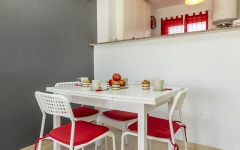 Las Calas: Furniture, Interior Design, Red, Flooring, Chair, Table, Kitchen & Dining Room Table, Floor, Dining Room, Room