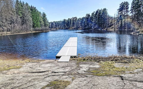 Skolhuset: Tree, Bank, Reflection, Lake, Forest, Larch, Reservoir, Winter