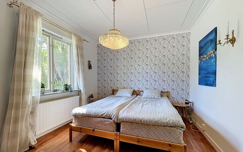 Skolhuset: Bed, Interior Design, Bedroom, Flooring, Floor, Bedding, Bed Sheet, Wood, Furniture, Ceiling