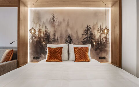 Ischgl 120: Wood, Interior Design, Bedroom, Wood Stain, Bed Sheet, Bedding, Hardwood, Ceiling, Bed, Bed Frame