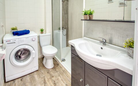 Blaumar: Flooring, Plumbing Fixture, Interior Design, Floor, Sink, Tap, Plumbing, Furniture, Bathroom, Washing Machine