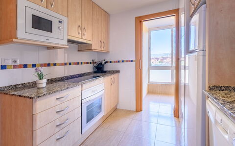 Cambrils 40: Apartment, Residential Area, Flooring, Floor, Kitchen, Major Appliance, Cabinetry, Countertop, Condominium, Wood Stain