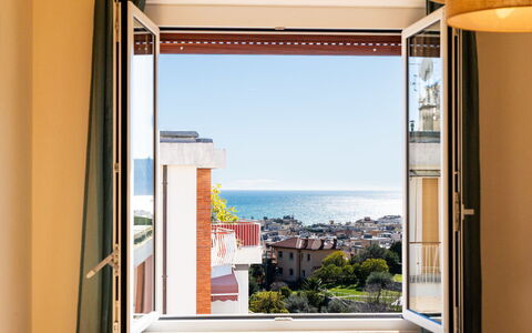 Orizzonte Blu Alassio: Apartment, Balcony, Ocean, Wood Stain, Window Treatment, Curtain, Daylighting, Window Covering