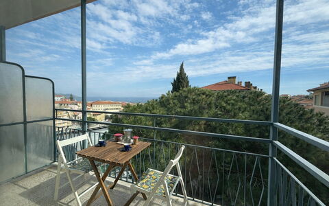 Casa Mimin, Vista Mare, Adults Only, Sanremo: Balcony, Apartment, Handrail, Shade, Chair, Outdoor Furniture, Fence, Aluminium