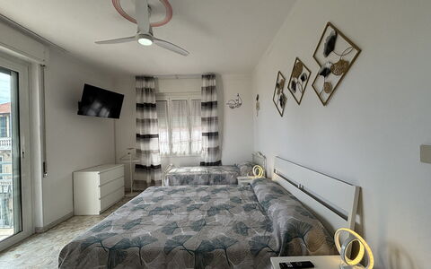 Casa Mimin, Vista Mare, Adults Only, Sanremo: Furniture, Bedroom, Bed, Interior Design, Floor, Apartment, Flooring, Home, Bedding, Bed Sheet