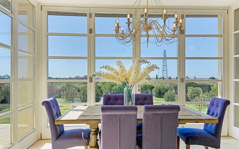 Villa Gli Olivi: Furniture, Interior Design, Flooring, Chair, Dining Room, Wood, Table, Floor, Ceiling, Kitchen & Dining Room Table