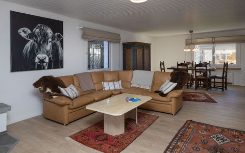 Sous-Le-Moulin: Furniture, Interior Design, Wall, Couch, Wood, Flooring, Ceiling, Floor, Living Room, Room