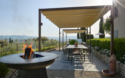 Villa Il Colto: Furniture, Outdoor Furniture, Shade, Outdoor Table, Chair, Garden, Outdoor Structure, Pergola, Backyard, Landscaping