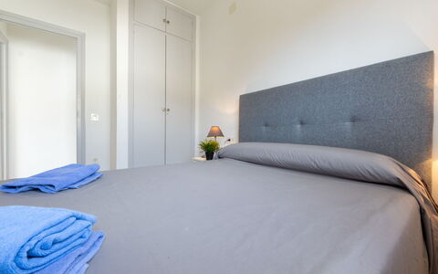 Cambrils 68: Bed, Bedroom, Furniture, Bed Sheet, Bedding, Interior Design, Floor, Wood, Flooring, Room